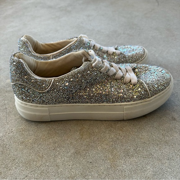 Betsey Johnson Suton Lace-Up Rhinestone Platform Sneakers Women’s Size 8.5 - Picture 11 of 13